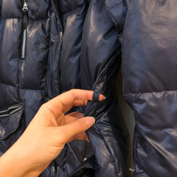 Andrew Marc Waterfowl Feather Down Navy Winter Puffer Jacket Coat Women's XL - Picture 6 of 9